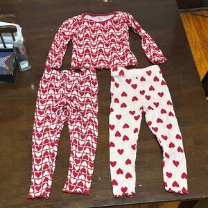Charming Heart Kids Pajama Set - Red & White